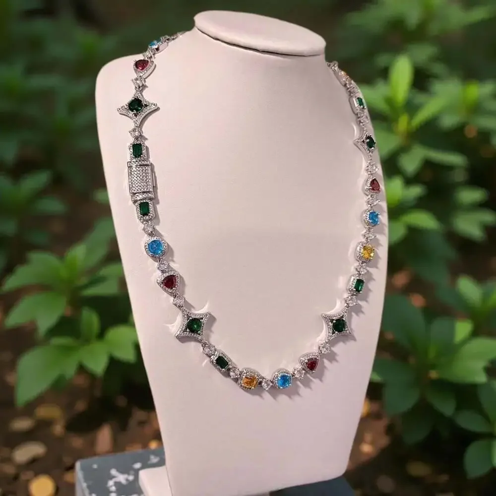 Multi Coloured Gemstone Necklace 18 Inch Aa 09